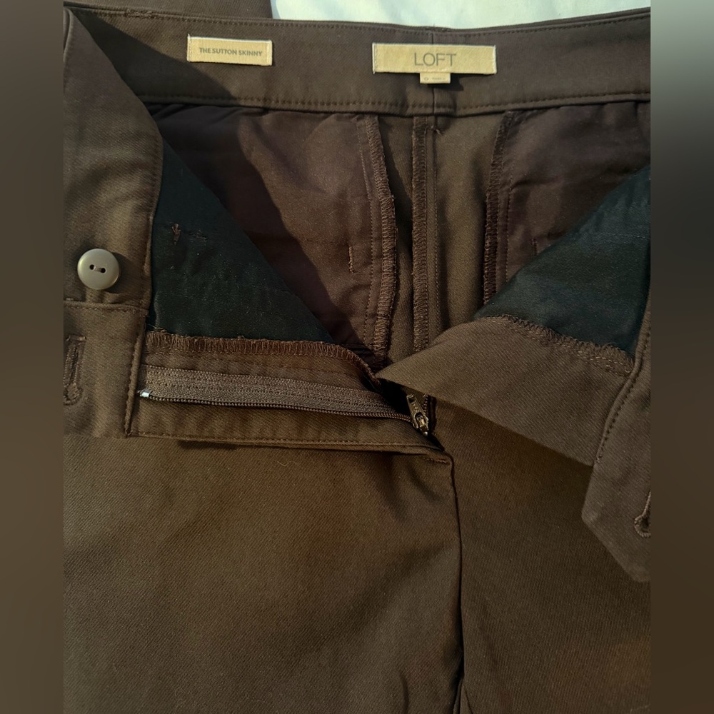LOFT THE SUTTON SKINNY CHOCOLATE BROWN ANKLE PANTS SIZE 0 - Picture 8 of 11